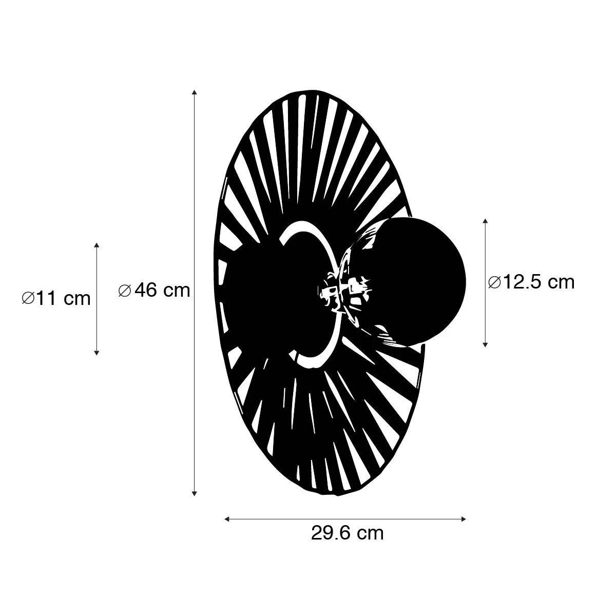 Applique noire 46 cm avec miroir supérieur G125 dimmable - Leia