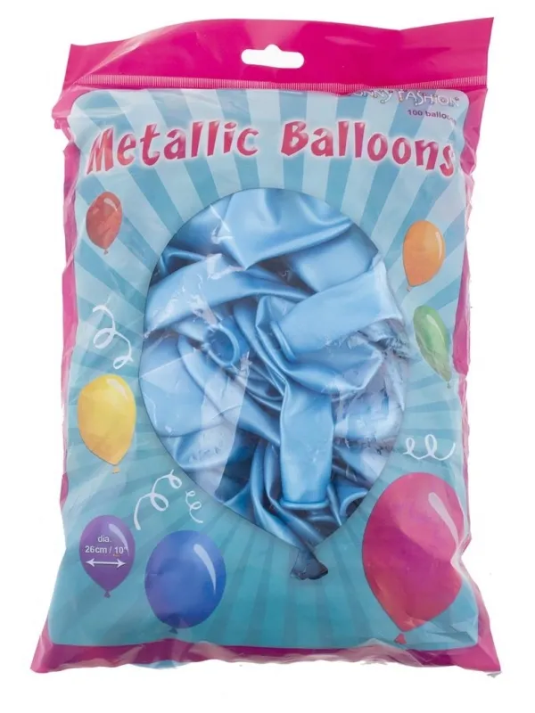 Ballons latex bleu métallique x 100