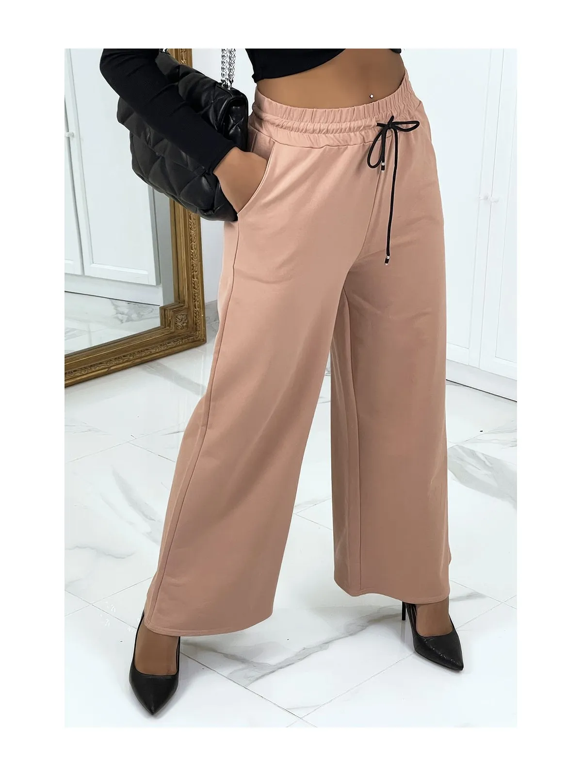 Bas de jogging ample rose pour femme