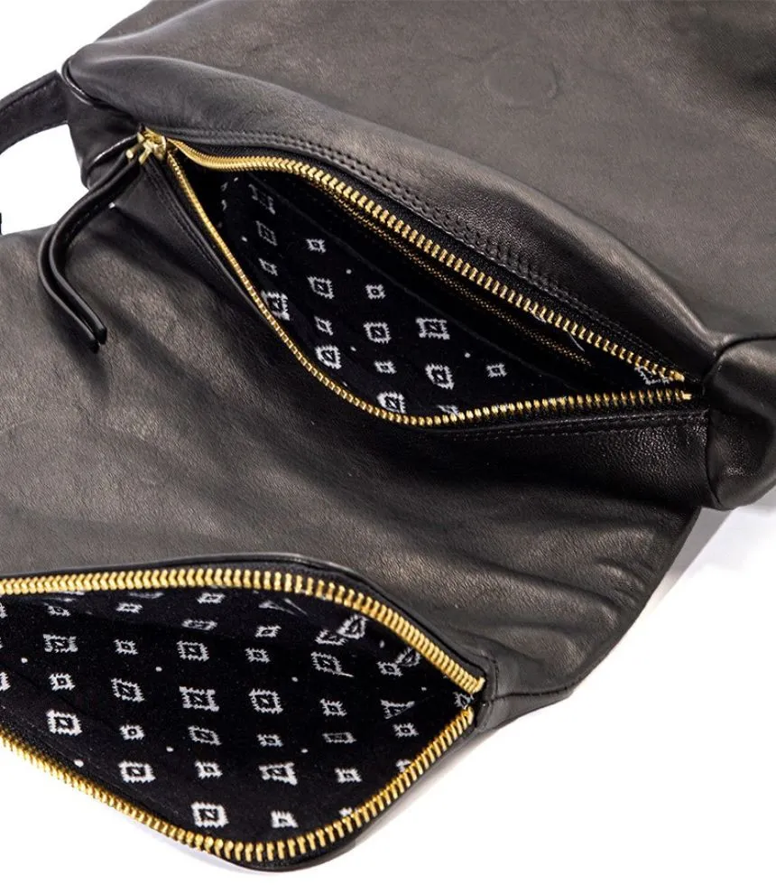 Besace Asma en cuir d'agneau noir