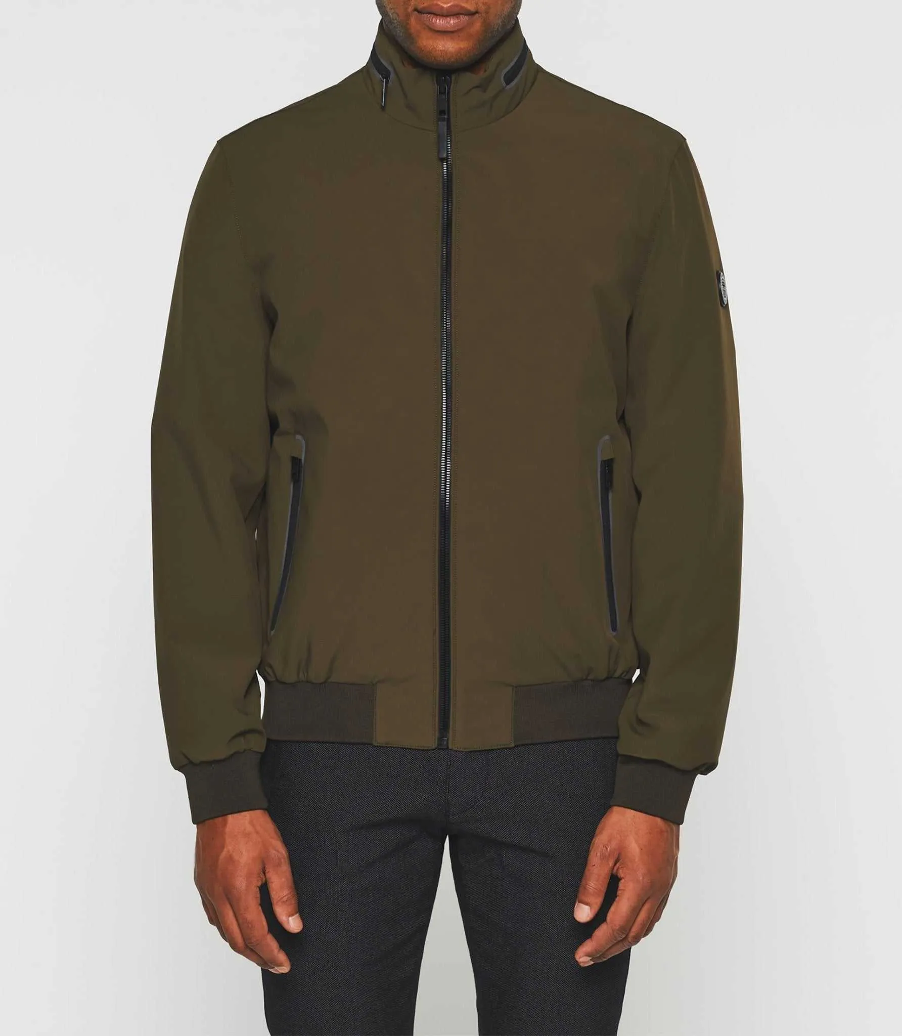 Blouson col montant sport kaki foncé 