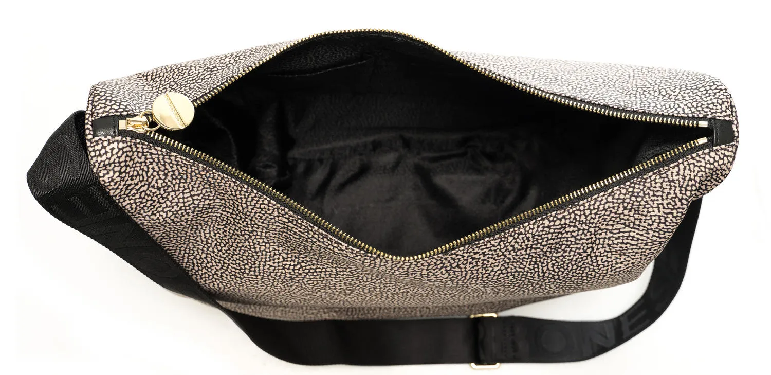 Borbonese Borbonais Sac Hobo Luna, Moyen Op / Naturel / Noir - Achetez À Prix Outlet!