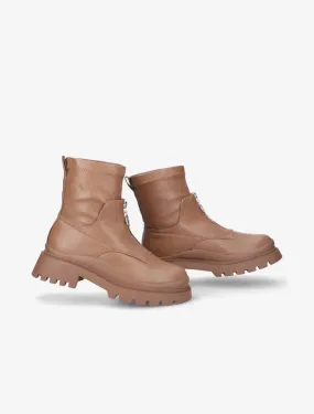 Bottines en simili à zip - Camel