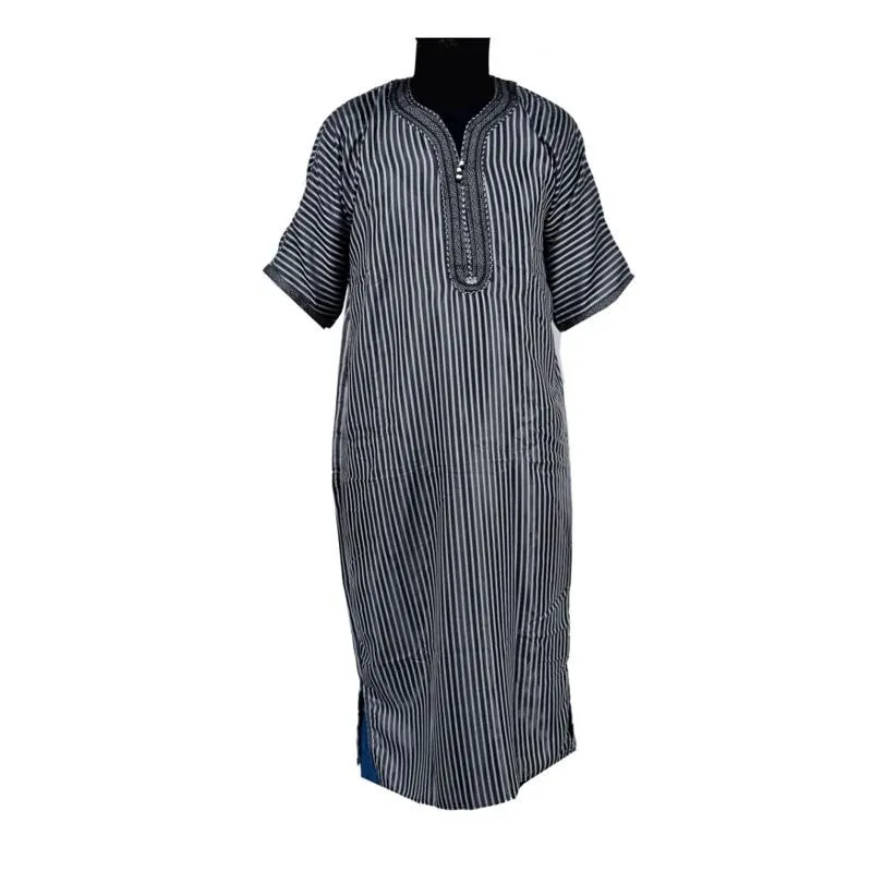 Boubou Homme Rayé Noir et Blanc - Chic et Élégant - CHM981