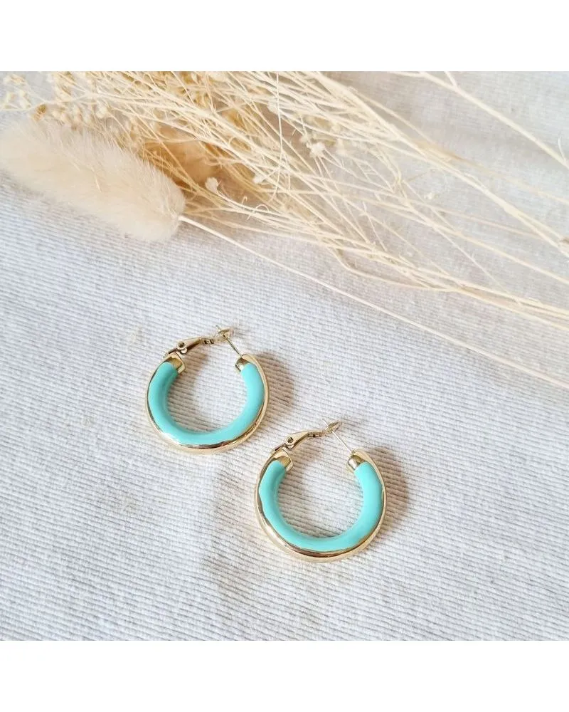 Boucles d'Oreilles Créoles émail bleu | MILË MILA | Zosha Collection