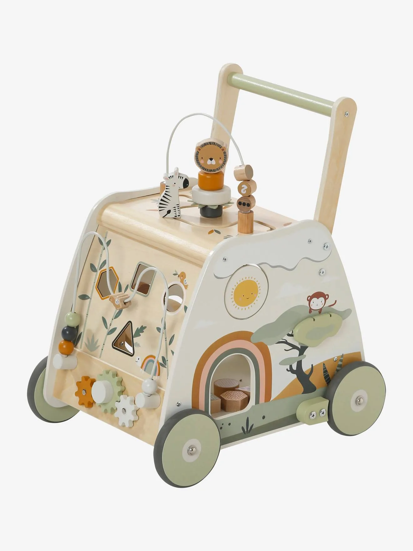 Chariot de marche multi-activités Tanzanie en bois FSC® vert - Vertbaudet