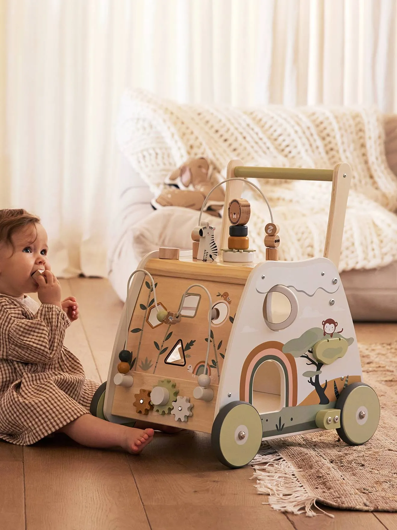 Chariot de marche multi-activités Tanzanie en bois FSC® vert - Vertbaudet