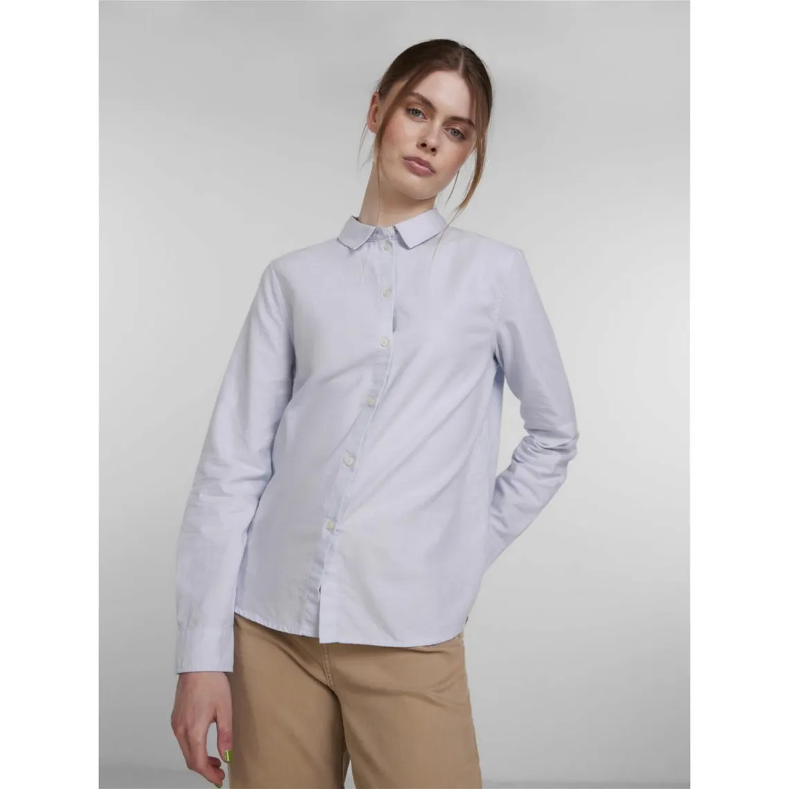Chemise col boutonné manches longues bleu en coton | 3 Suisses