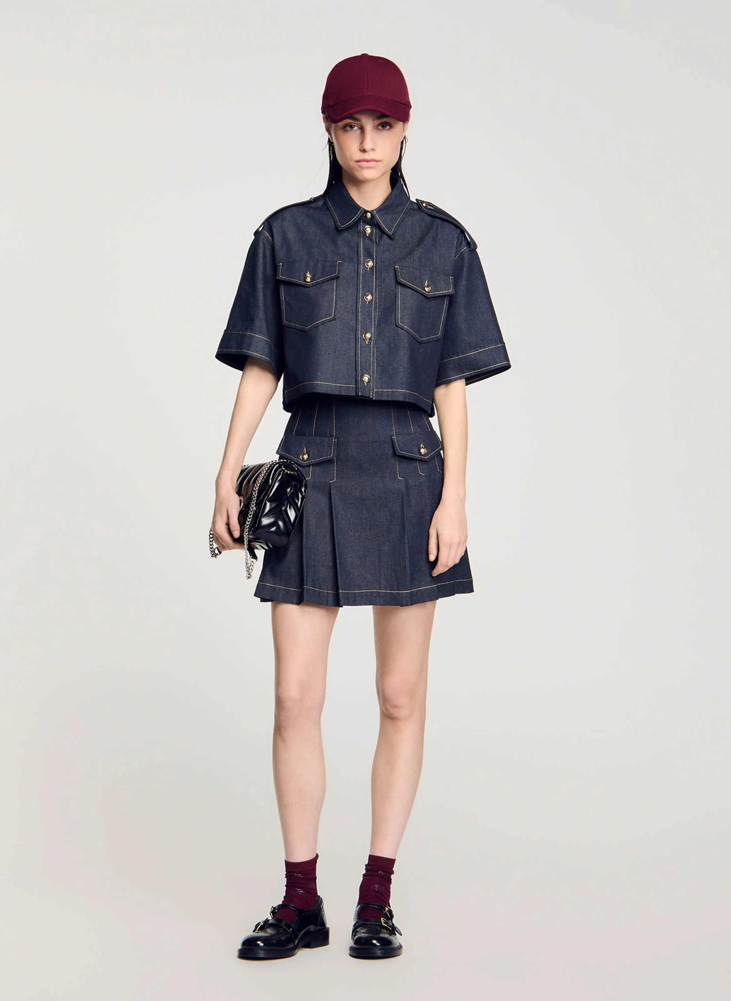 CHEMISE COURTE EN DENIM - SANDRO pour FEMME | Printemps