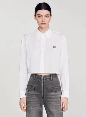 CHEMISE COURTE EN POPELINE DE COTON - SANDRO pour FEMME | Printemps