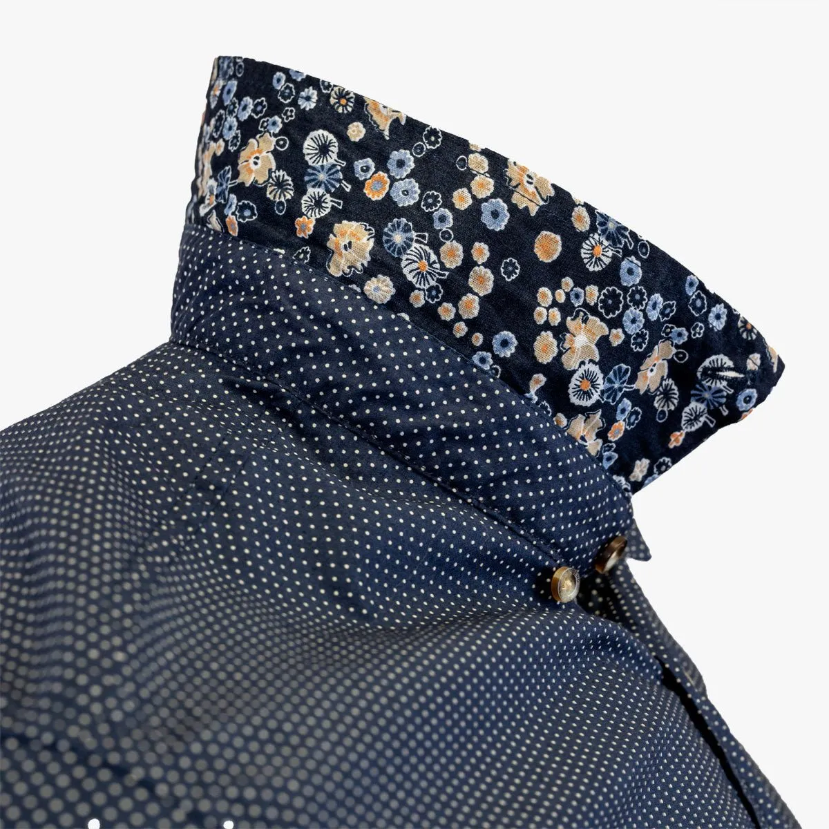 Chemise ml bleu marine à micro motifs