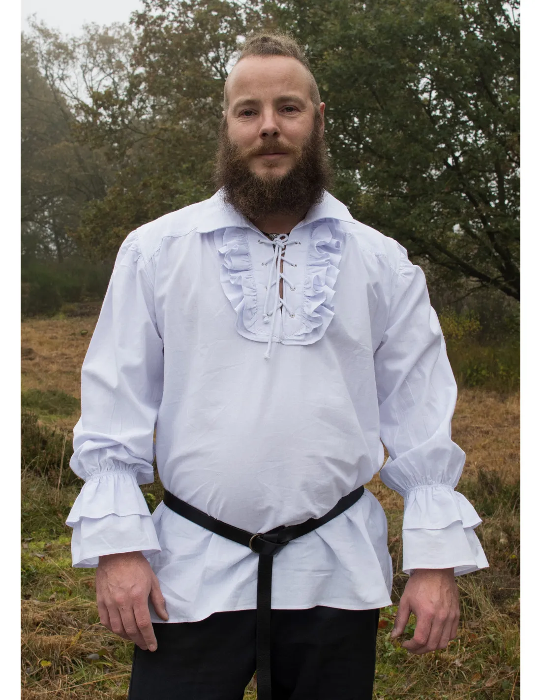 Chemise médiévale et pirate Henry blanc bleuté ⚔️ Boutique Épées