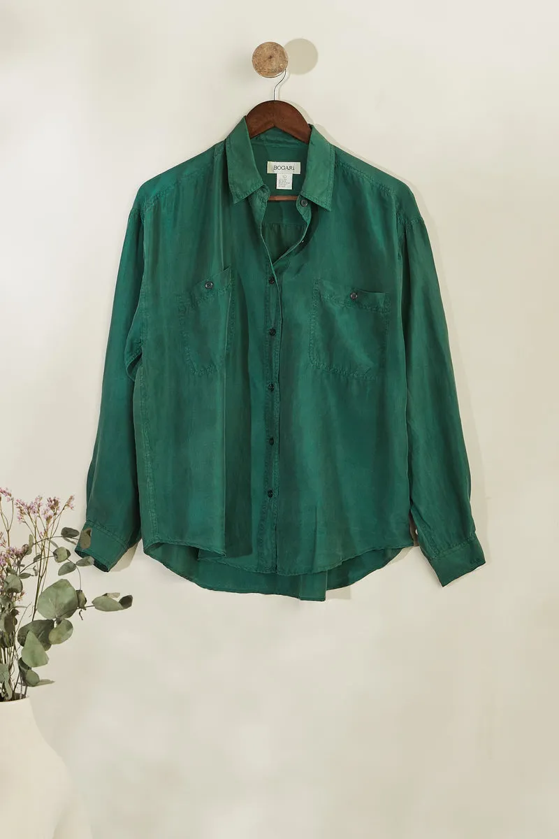 Chemisier en soie classique vert sapin