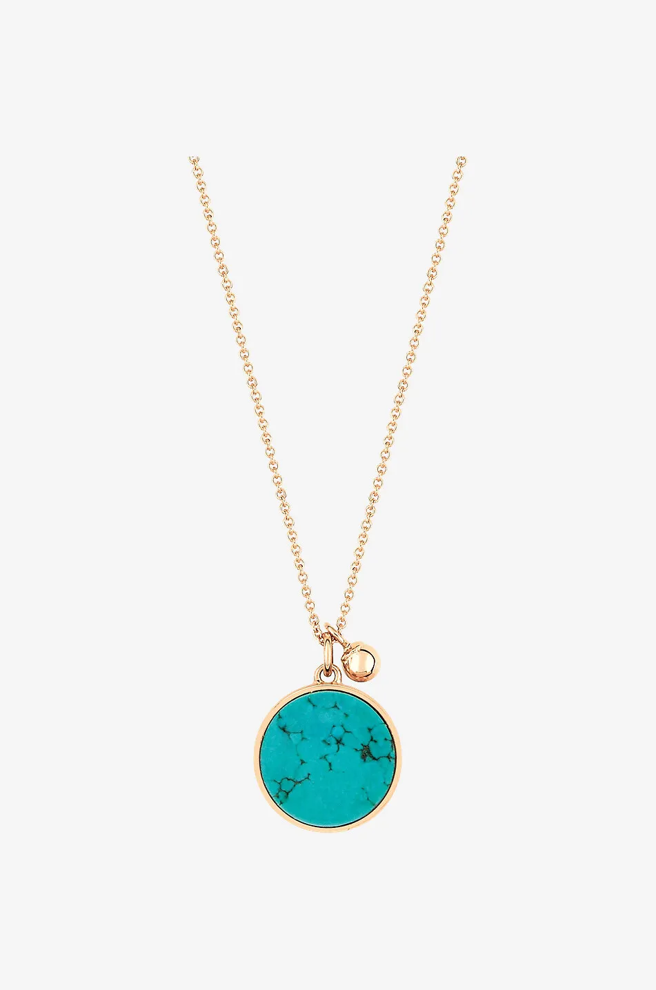 Collier en or rose Ever Turquoise Disc On Chain