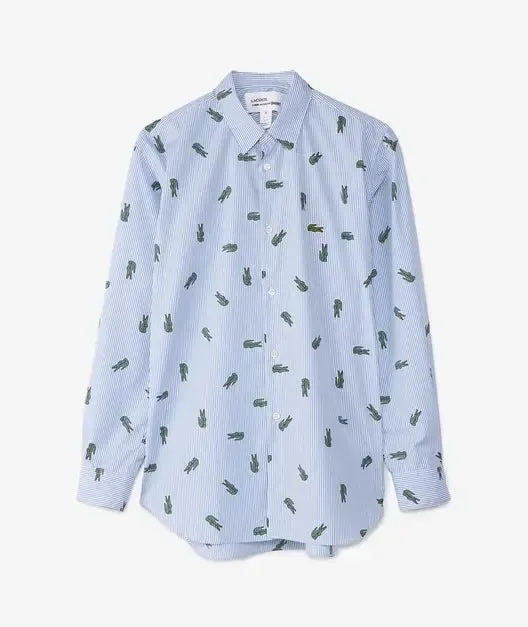 Comme des Garons X Lacoste - Chemise à rayures et multi-logos FL-B004-W23-1 - Bleu