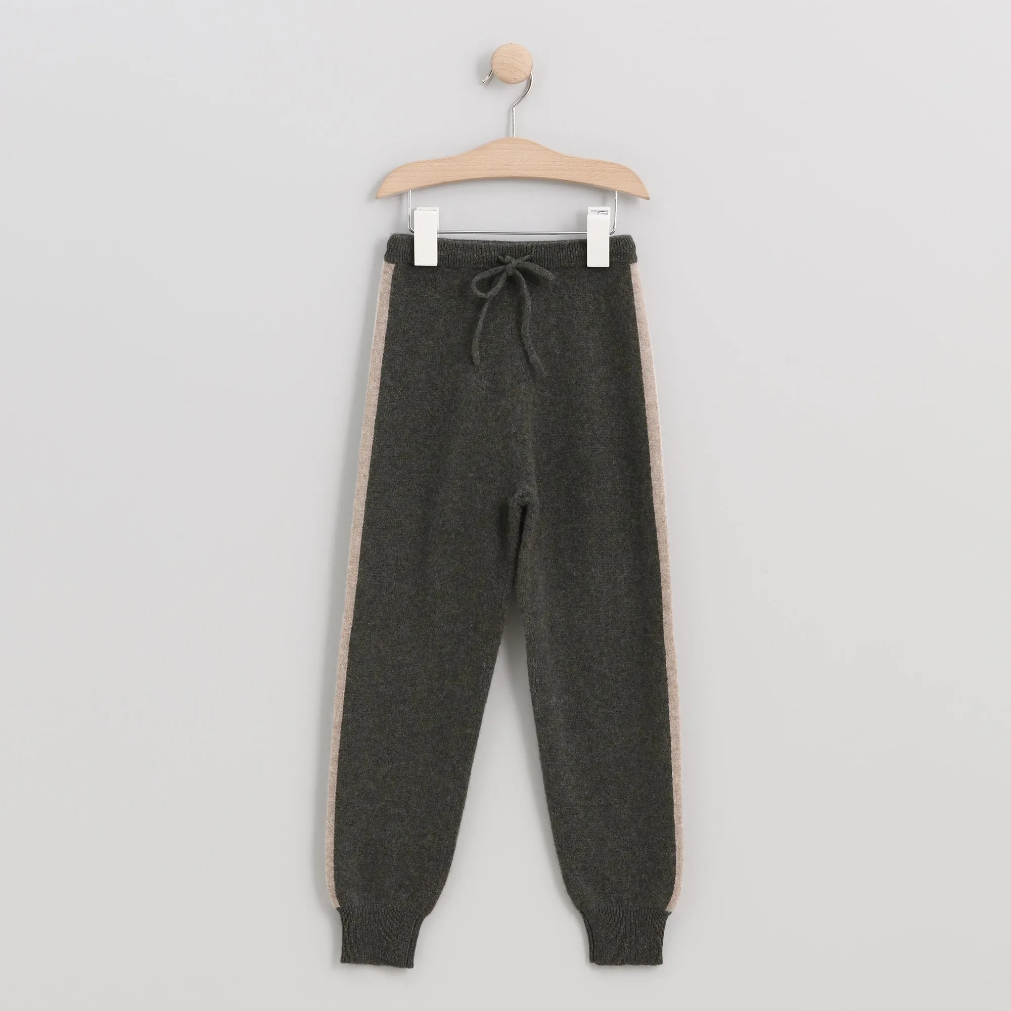 DORNOD jogging bandes ctés kaki chiné/ivoire/taupe clair chiné
