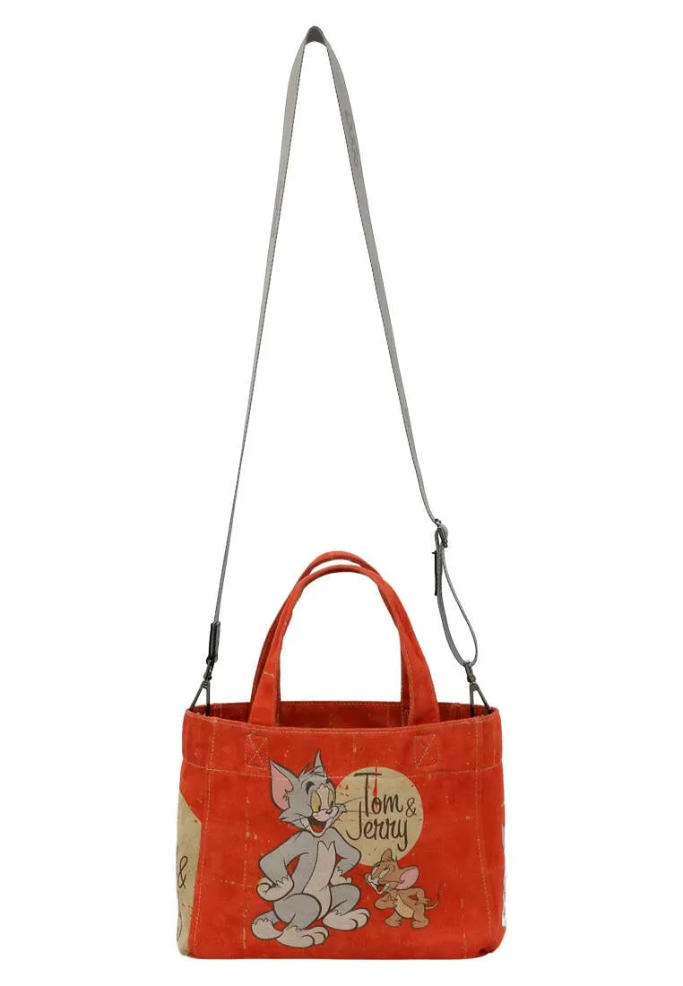 Femme Vegan Orange Medium Tote Bag - Warner Bros Tom & Jerry Motif