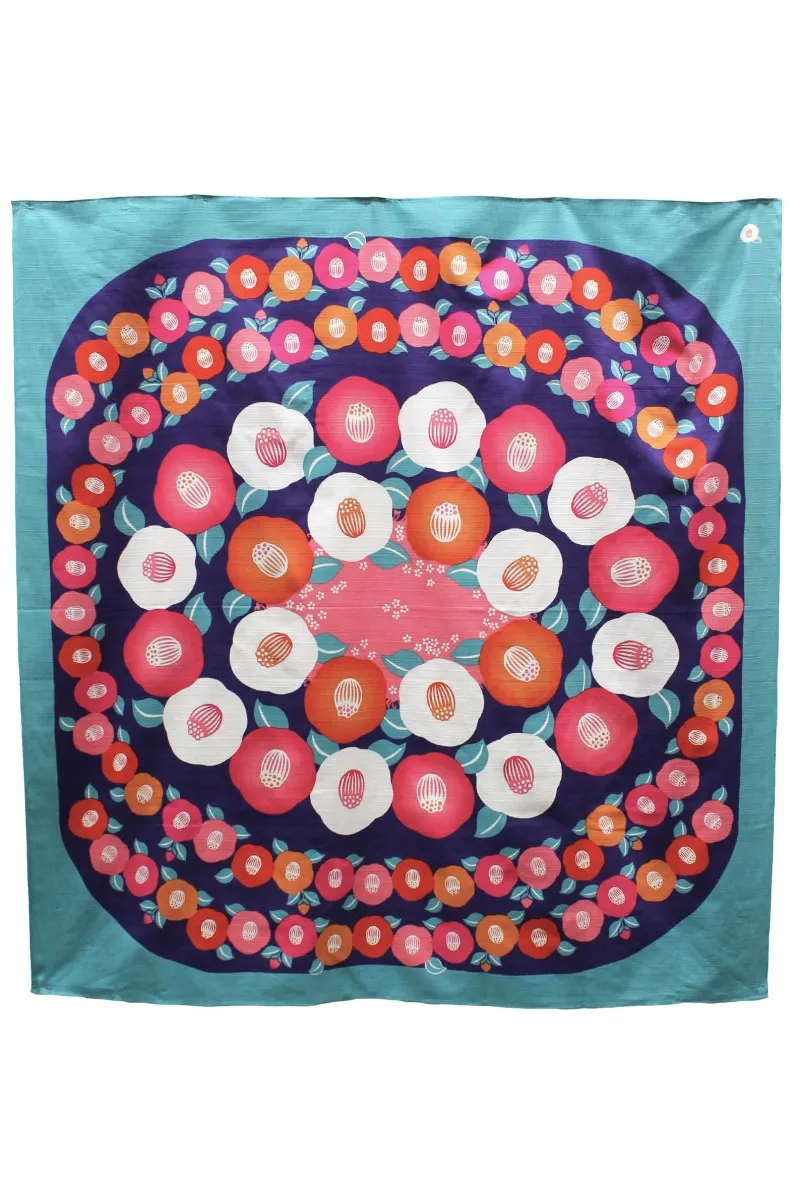 Furoshiki Camelias Couleur turquoise
