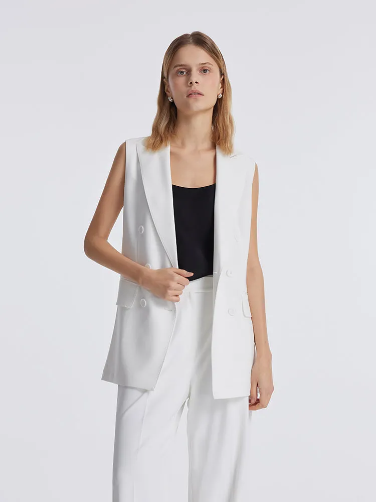Gilet femme mi-long à revers en triacétate