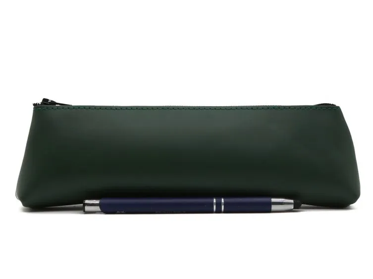 Grande trousse triangle en cuir vert