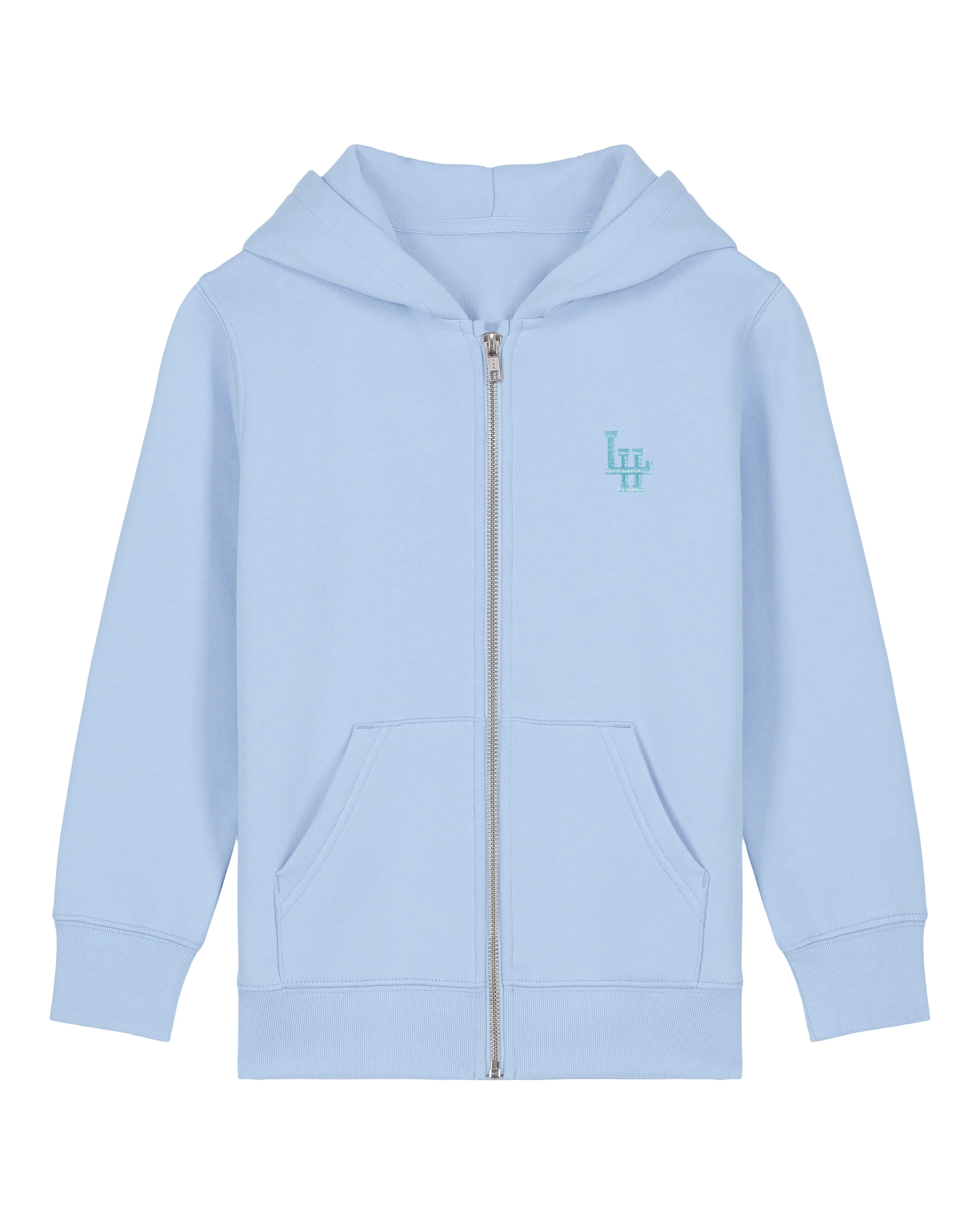 HoodieZip Bio LH Kid Ciel (Bleu céleste brodé)