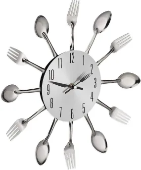 Horloge Décoratif Murale pour Cuisine Fourchette Cuiller 40x40cm