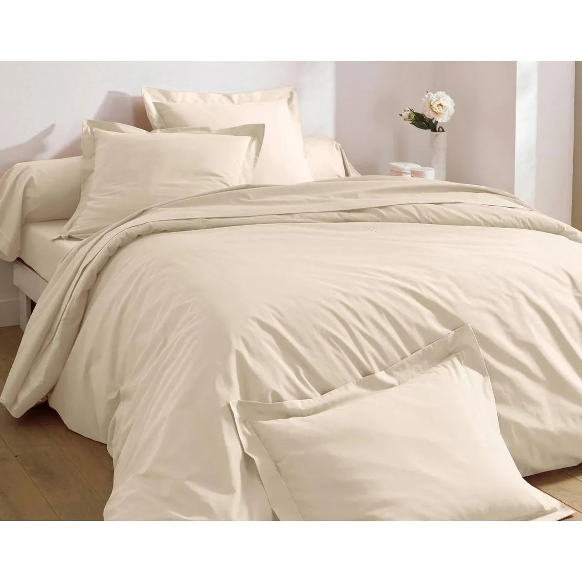 Housse de couette en percale de coton Ivoire | 3 Suisses