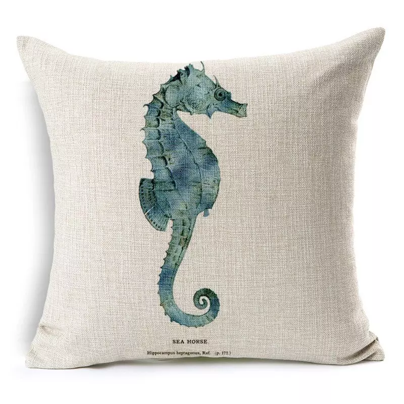 Housse de Coussin en coton de lin Corail Turquoise