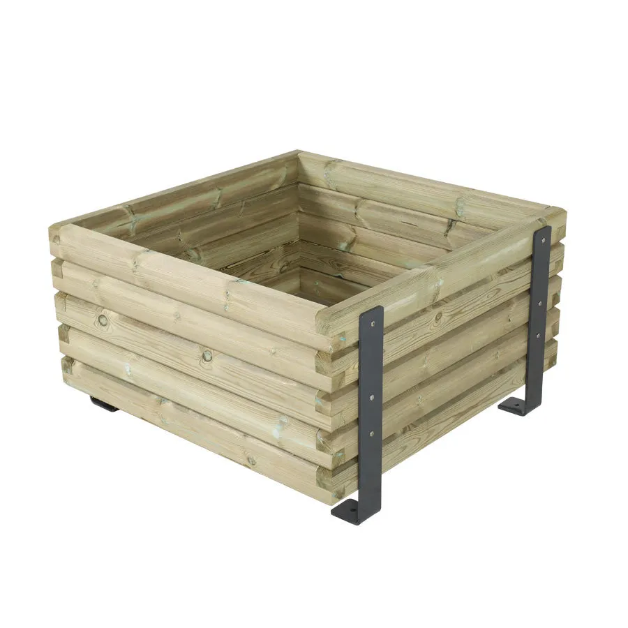 Jardinière public carrée Mylos pin-acier - 390 l - l. 100 cm - déchargé sous abri 