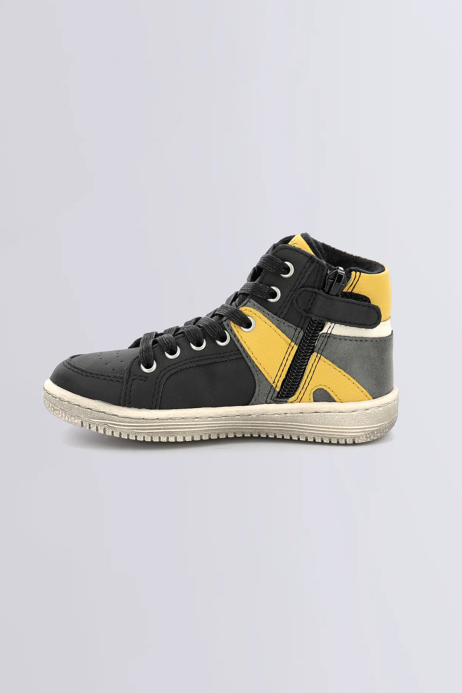 Lowell - Sneakers hautes gris, noir et jaune pour garçon - Kickers © Site Officiel