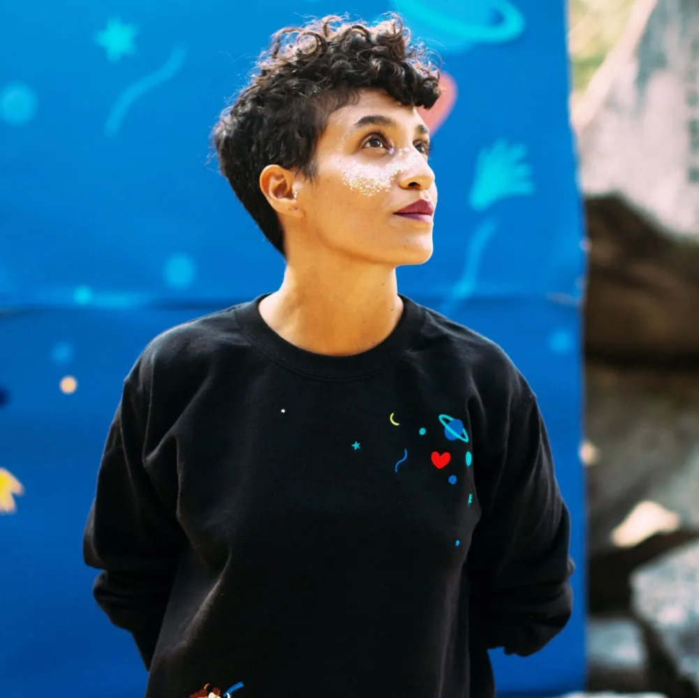 Lundi au Soleil - Sweat brodé noir Longue Vue F