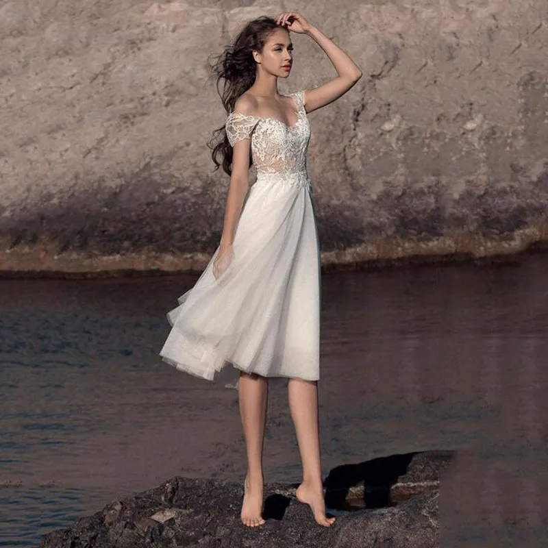 Mariage Civil Robe De Mariée Courte Blanche