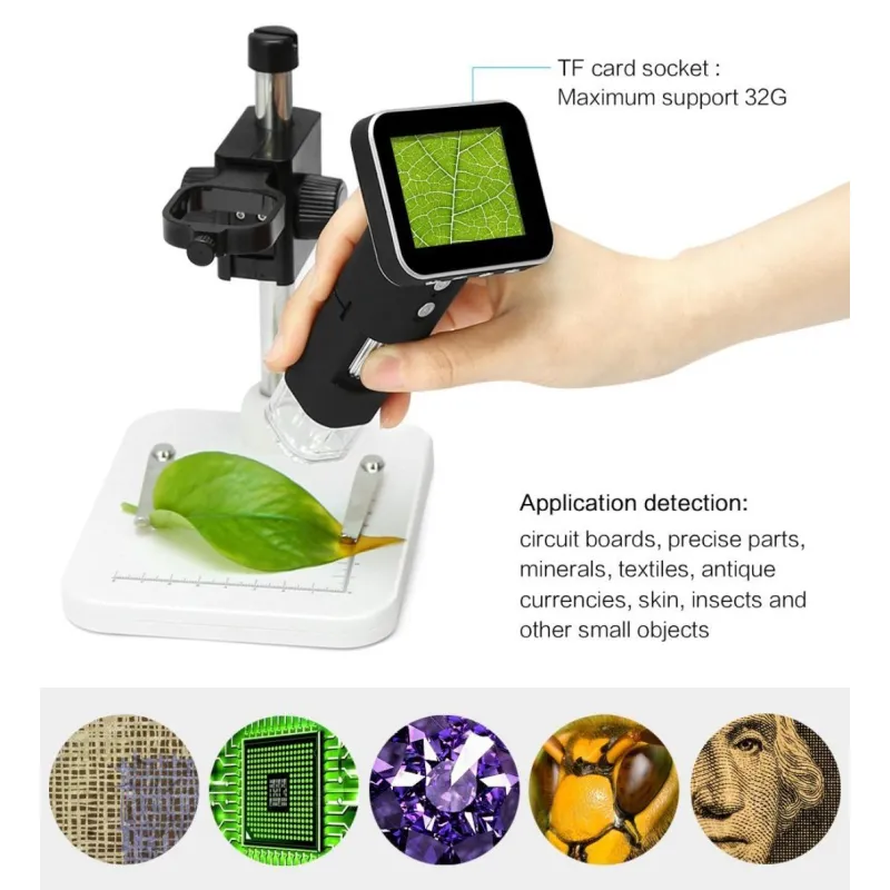 Microscope USB 500X 3MP Avec Écran 2.5 Pouces et 8 LED