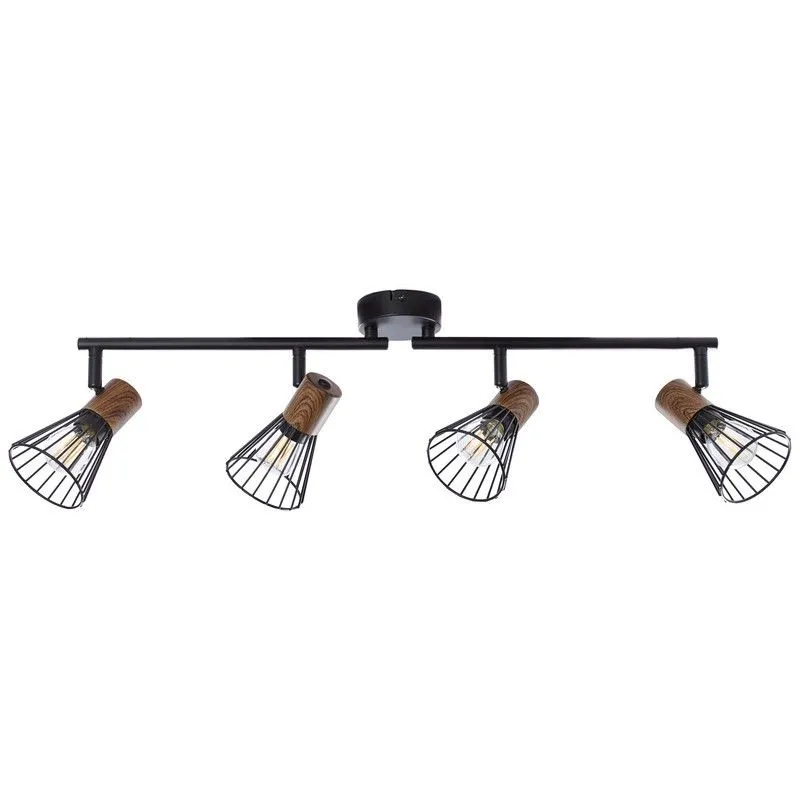 Moderne plafondlamp Floor, Donkerkleurig Hout, Mat Zwart