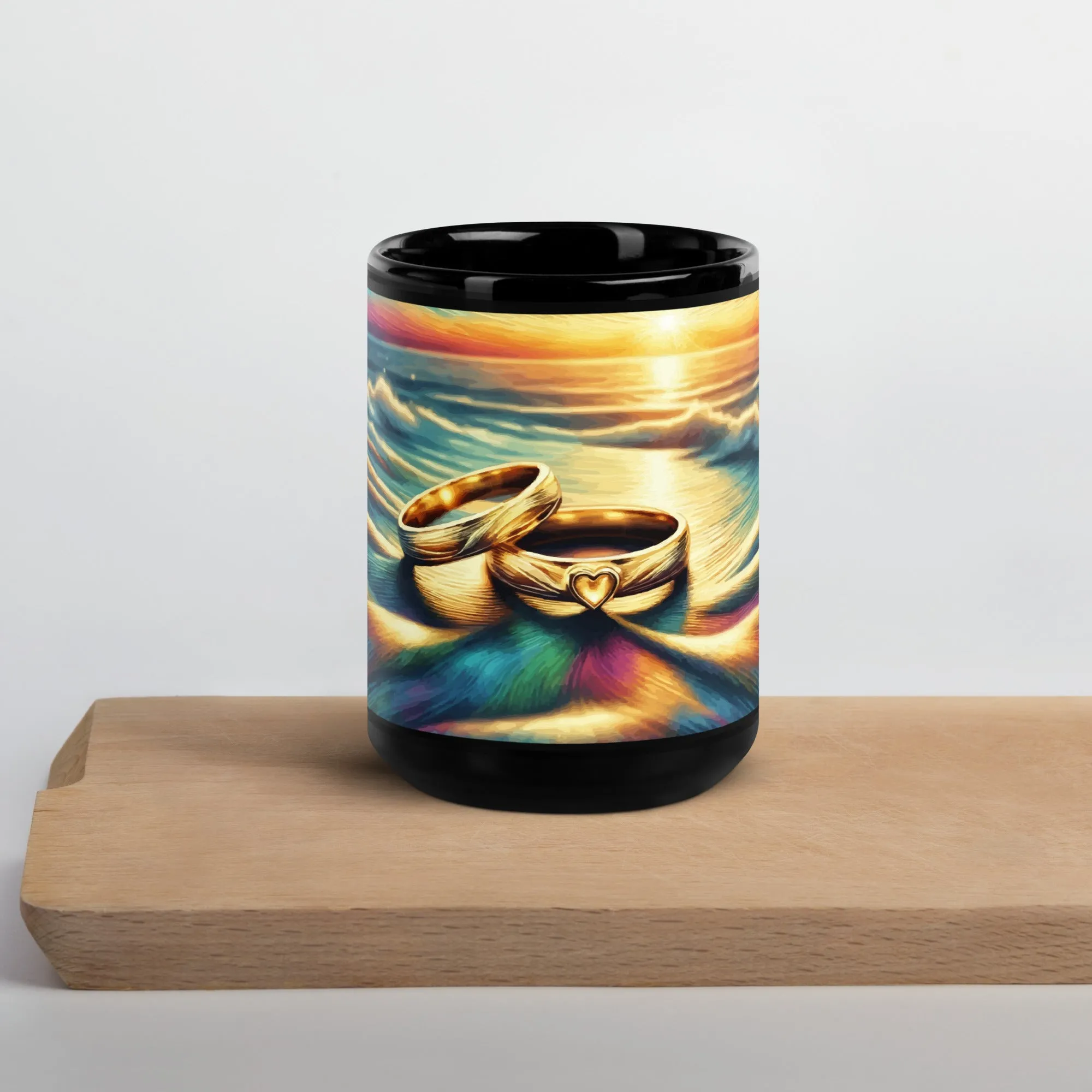 Mug brillant noir Alliances plage