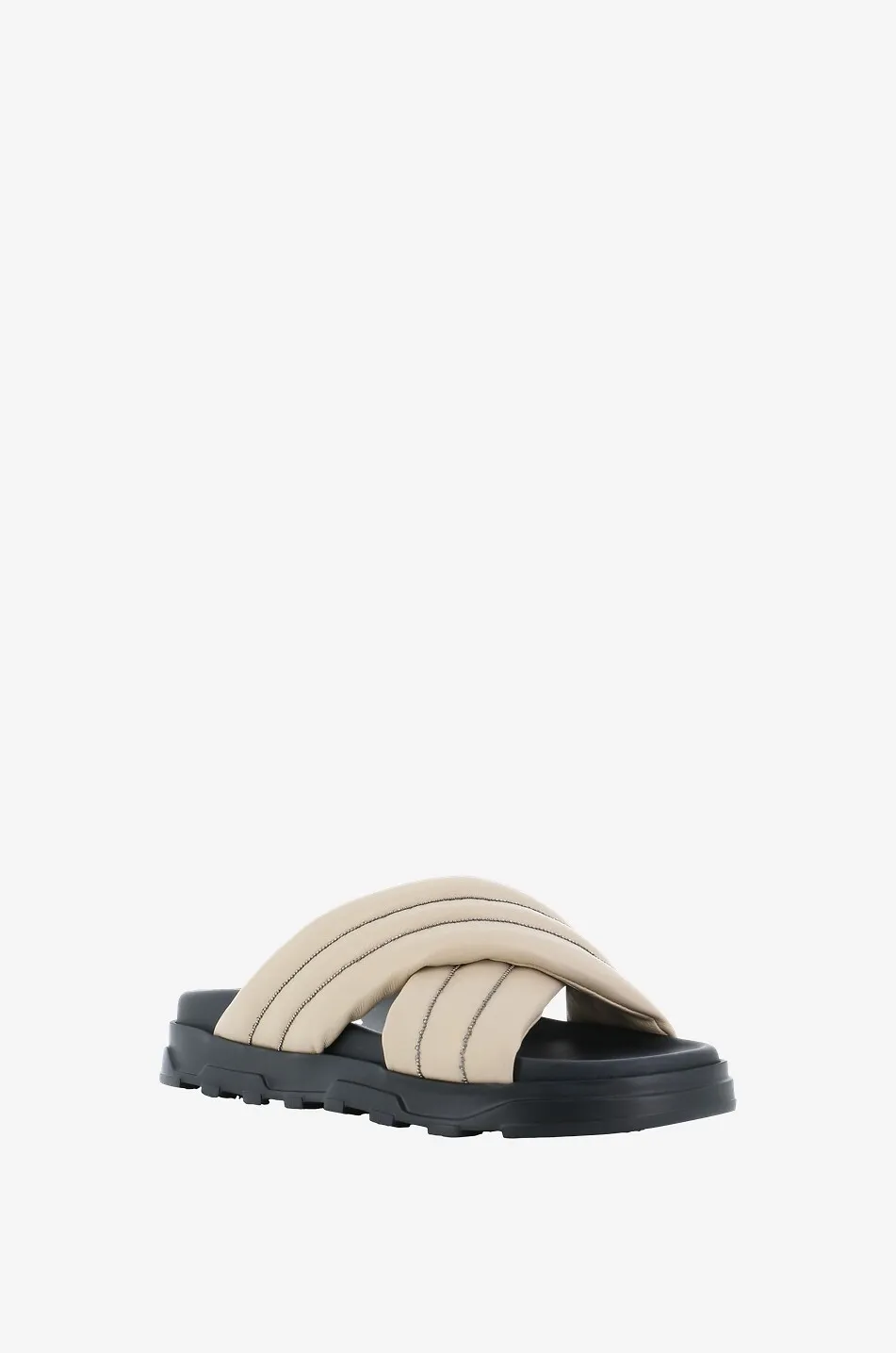 Mules plates en cuir nappa brodées