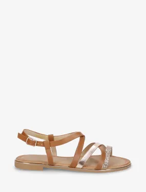 Nu-pieds à brides fantaisies croisées - Camel