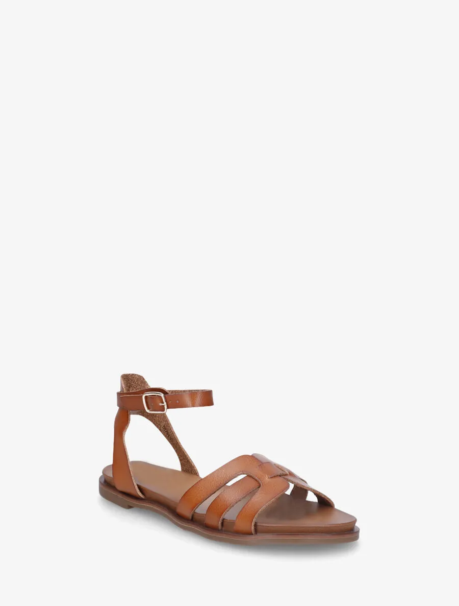 Nu-pieds en simili à triple brides - Camel