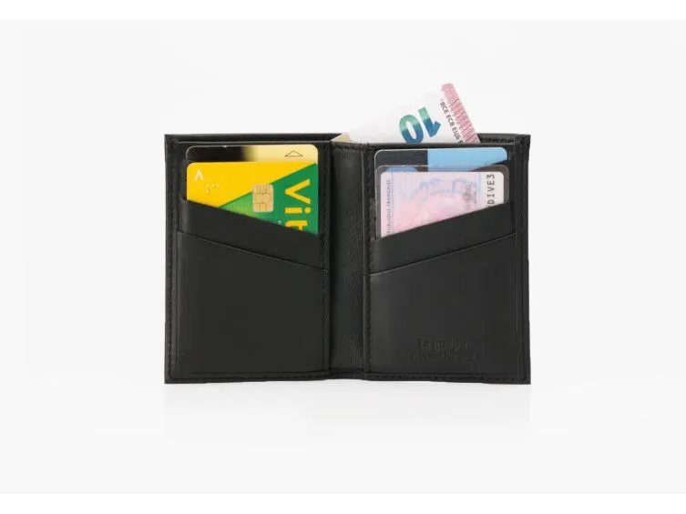 pack 2x Porte-cartes "Luxe" tout cuir noir 8 Cartes - PM-018-01 