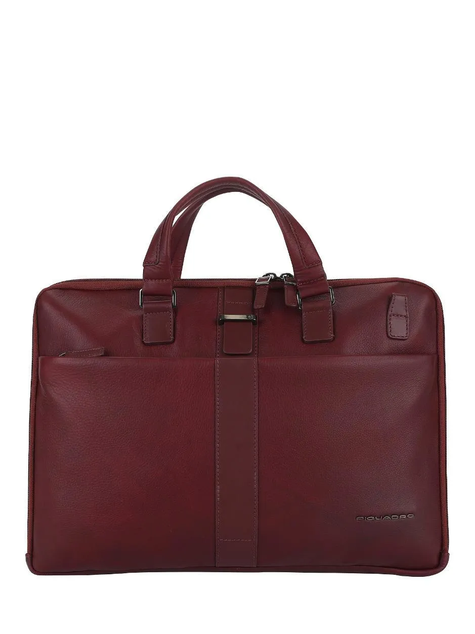 Piquadro Bae  Porte-Documents Pour Ordinateur Portable 15,6 ", En Cuir Bordeaux - Achetez À Prix Outlet!