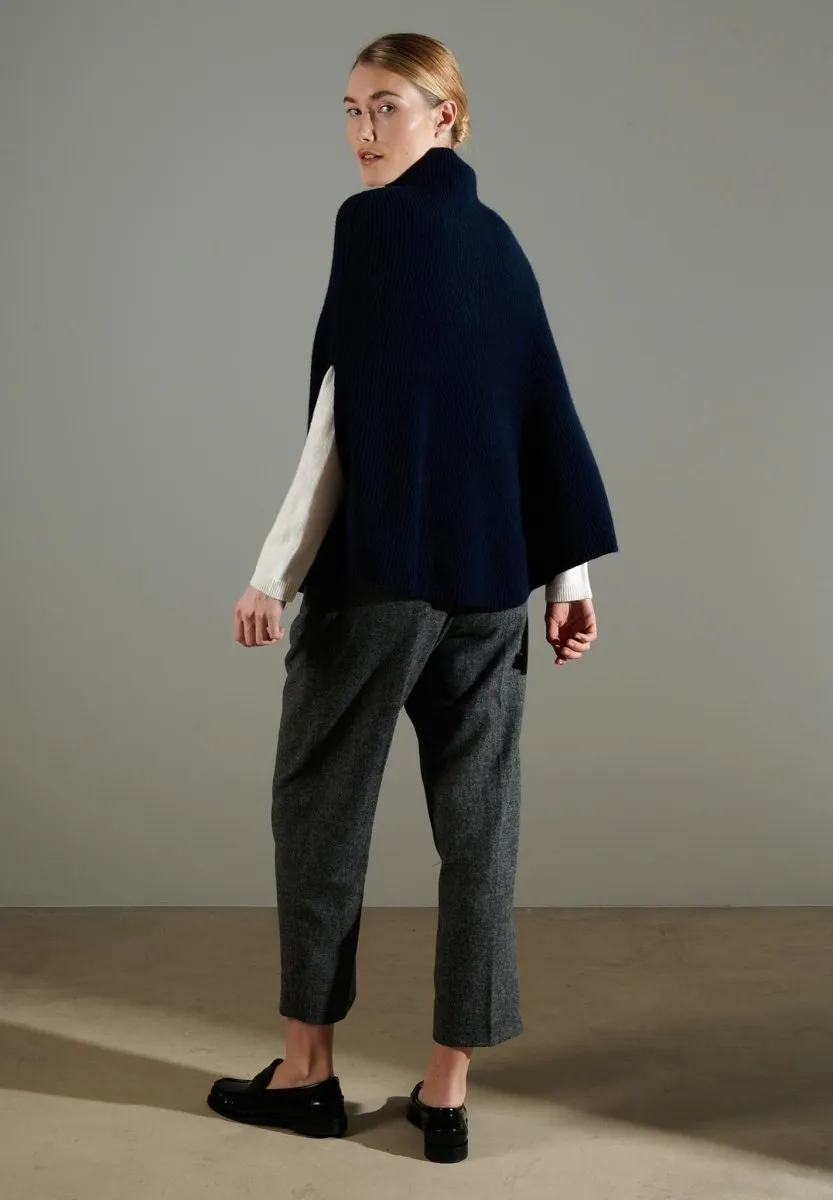 Poncho cachemire 4 fils bleu marine femme - NAMI 10
