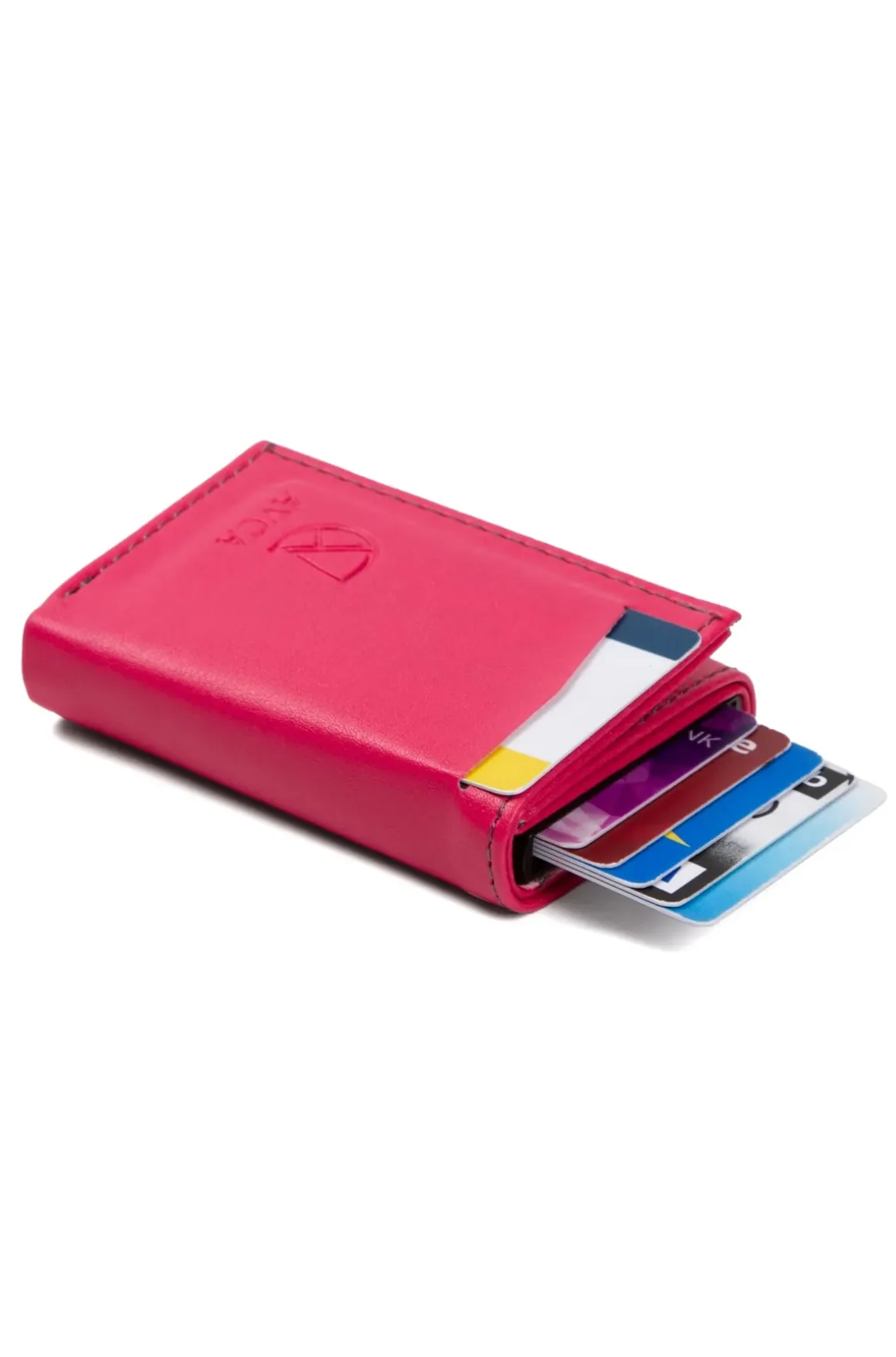 Porte-cartes en cuir vegan noir avec compartiment pour billets et mécanisme coulissant