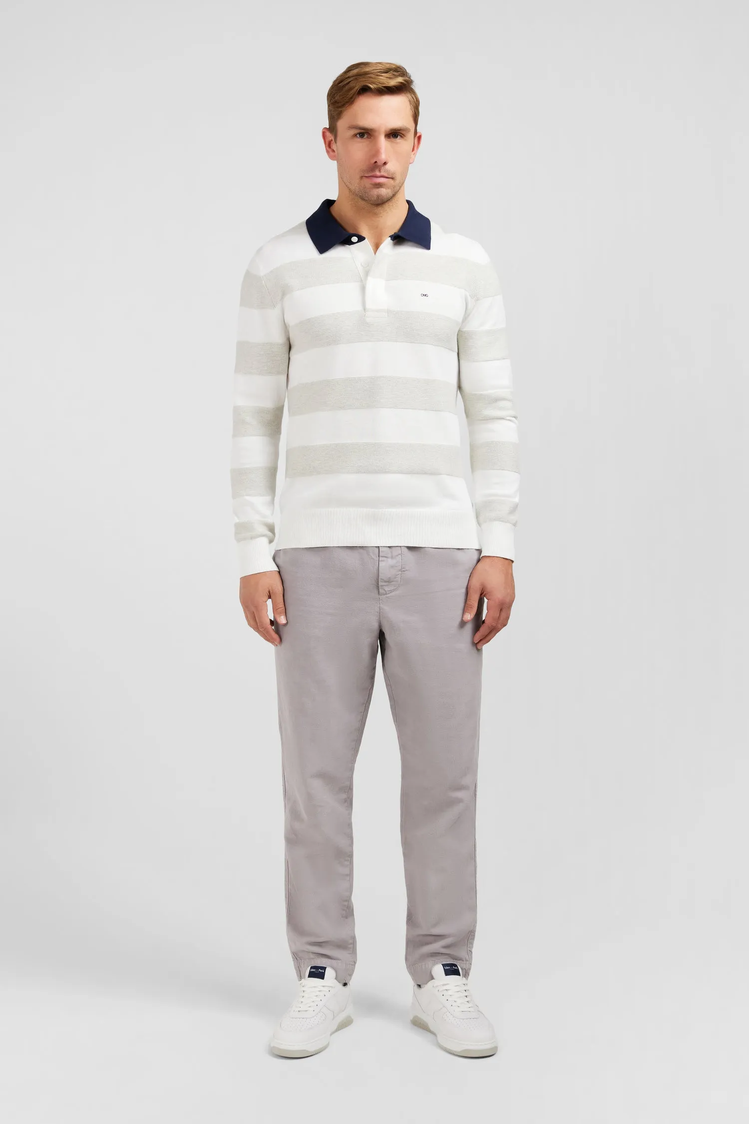 Pull blanc à rayures