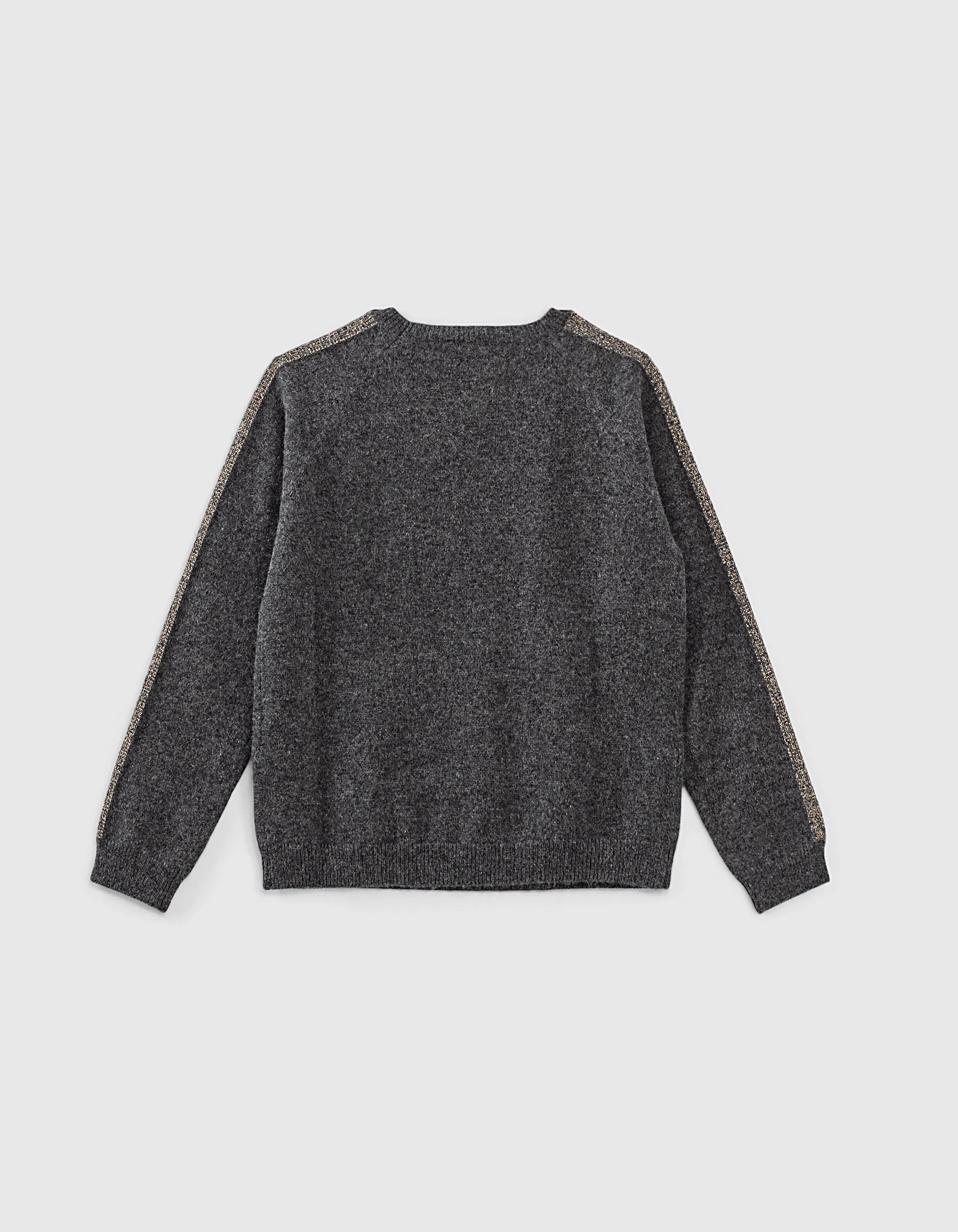 Pull gris chiné 100% cachemire et lurex manches fille