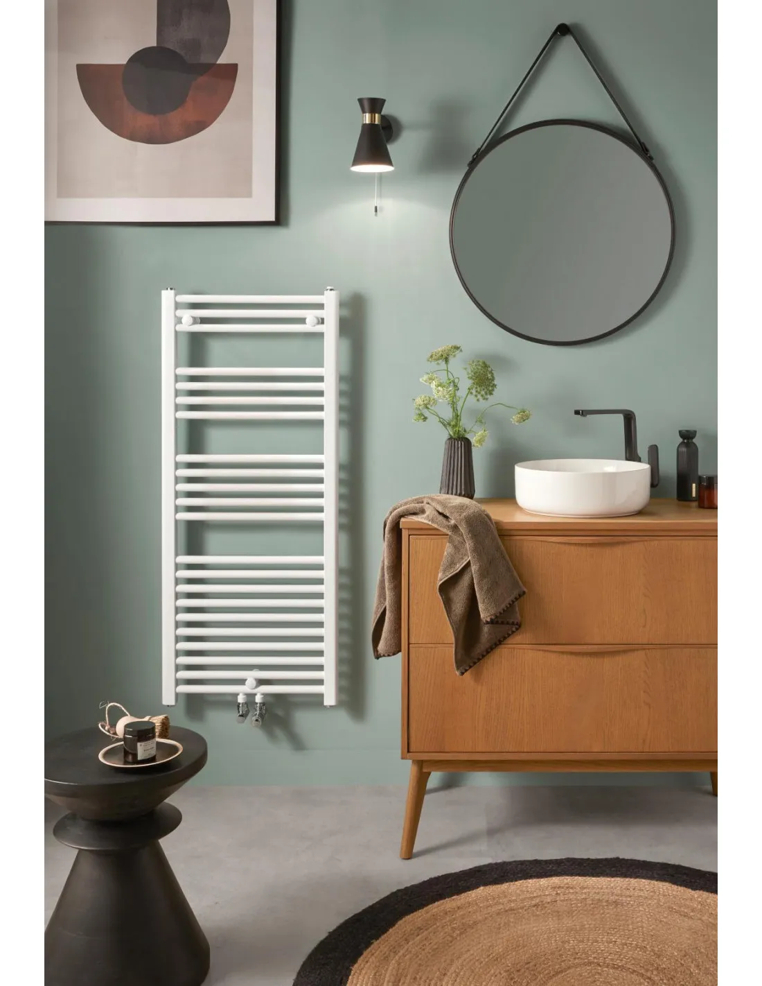 Radiateur sèche-serviettes 2012 étroit eau chaude racc. doubles 0516W blanc ATLANTIC 833953