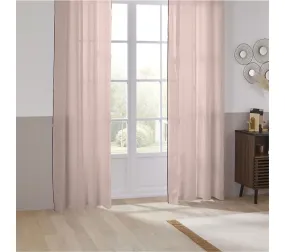 Rideau à Oeillets En Lin Rose Avec Surpiqûre Noire 130 X 260 Cm