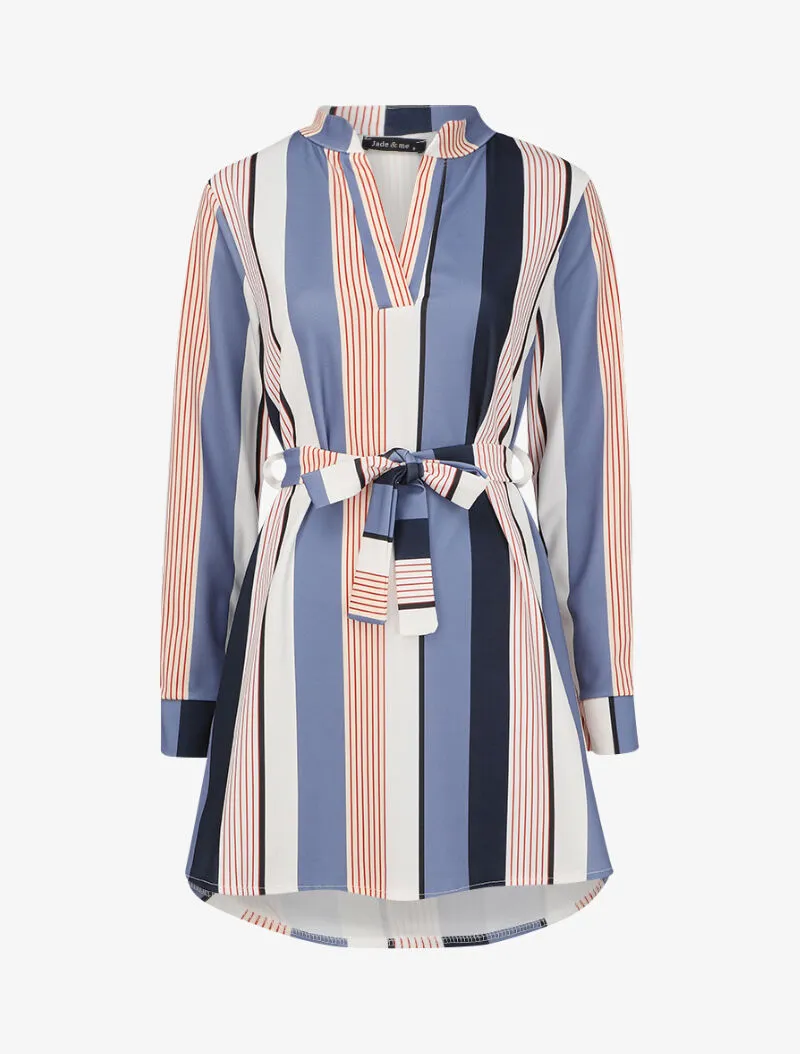 Robe asymétrique à rayures - Bleu