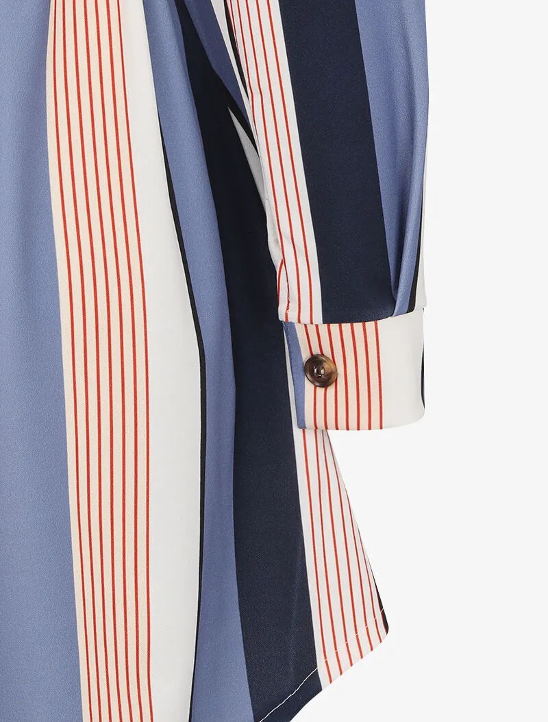 Robe asymétrique à rayures - Bleu