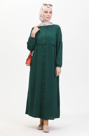 Robe Boutonnée Magnifique Col 0457-04 Vert Emeraude 0457-04
