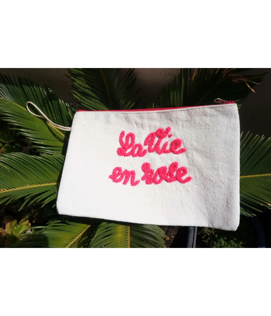 SANTAIA POCHETTE TENDANCE BOHEME CHIC COTON BRODERIE VIE EN ROSE